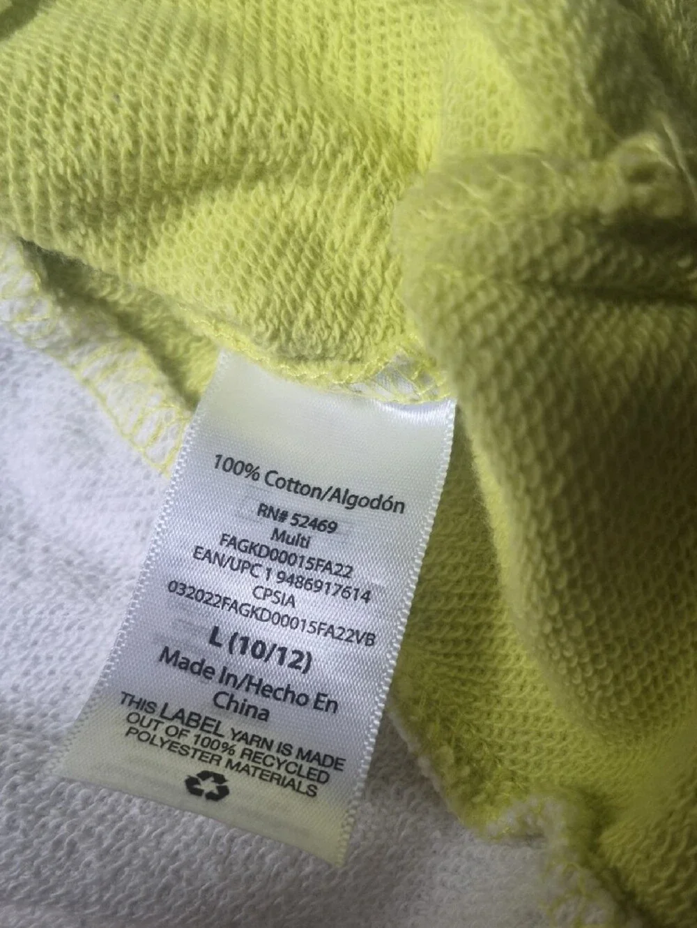 Cotton Girls' White and Lime Hooded Dress Large Women Small
